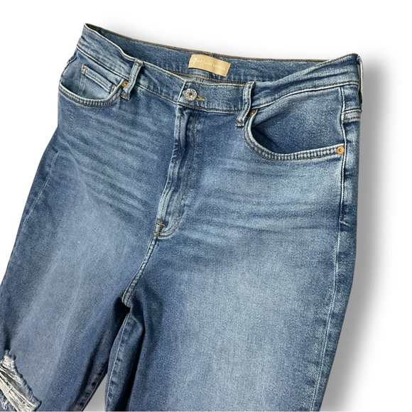 7 For All Mankind Ultra High Rise Cropped Jo Jeans Sz 34 Stretch Distressed - Picture 5 of 13